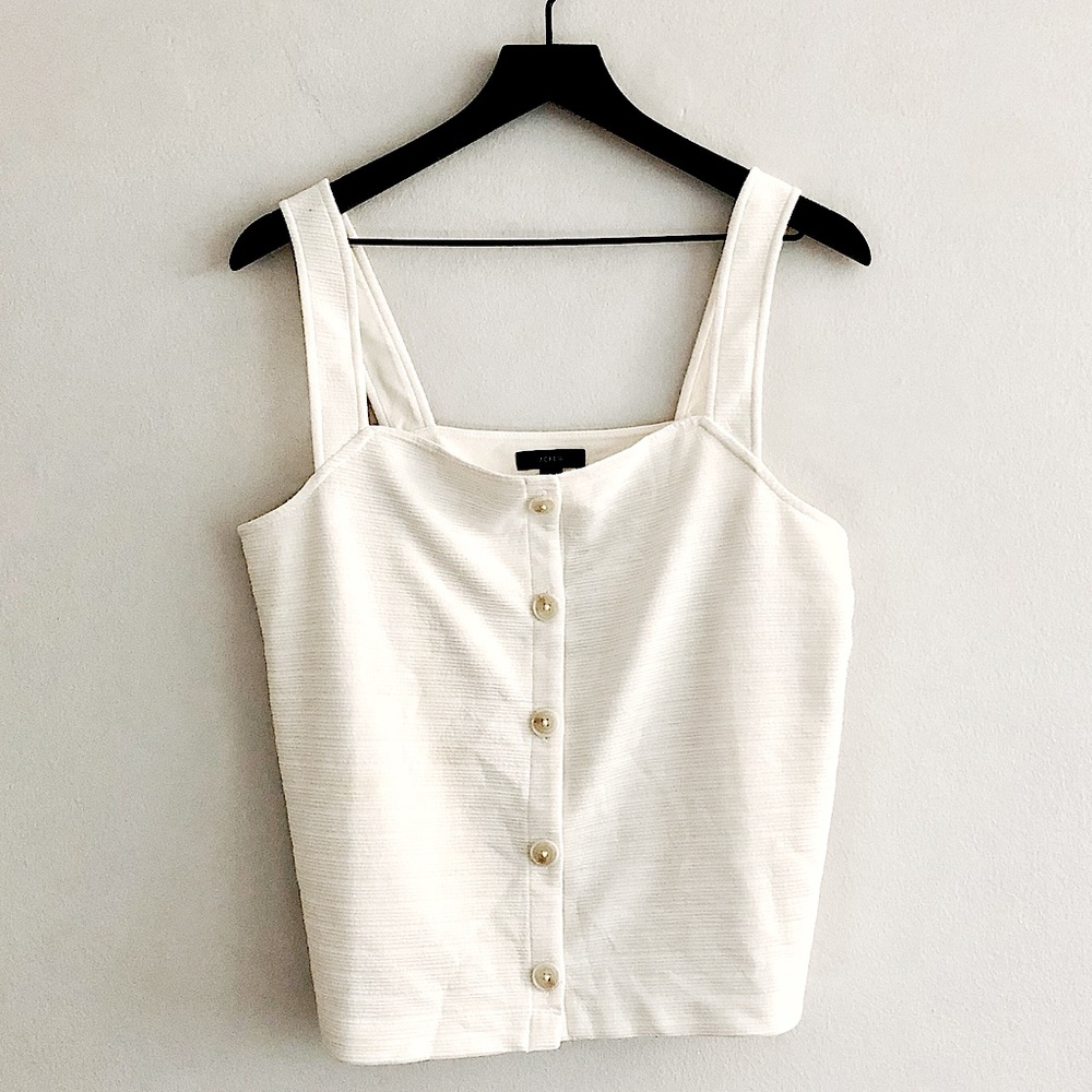 j.crew textured button front tank top • size large • never worn
